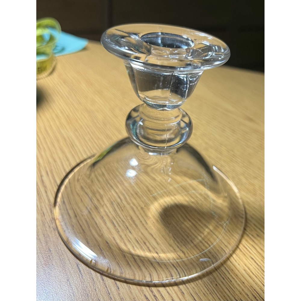 Vintage Clear Glass Taper Candle Holder Tiered Round Weighted Base Decorative - Picture 7 of 8